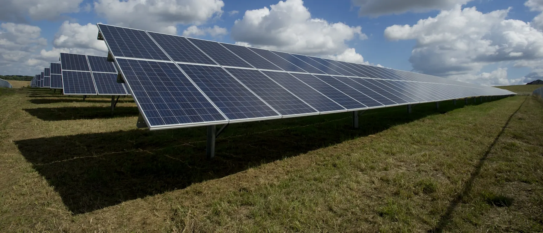 Panouri fotovoltaice montate la sol, sub cer senin